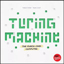 Turing Machine board game box featuring a modern design with bold green text on a white background. The box includes the subtitle 'The Punch-Card Computer' and is produced by SCORPION MASQUE. Ideal for strategic gameplay and coding enthusiasts.