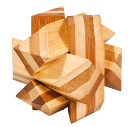 The Angular Knot Bamboo Puzzle by Fridolin is a captivating mechanical puzzle crafted from natural bamboo. Its intricate design features sharp angles and geometric shapes, creating an engaging challenge for puzzle enthusiasts. Ideal for brain training, this puzzle combines aesthetics with functionality, making it a perfect addition to any game collection or as a unique gift.