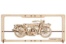 The UGears 2.5D Indie Moto is an intricate DIY wooden model kit featuring a vintage motorcycle design. The model showcases detailed elements like wheels, handlebars, and an engine, all crafted from high-quality wood. Perfect for hobbyists, this kit combines creativity and engineering as it comes together without the need for additional tools.