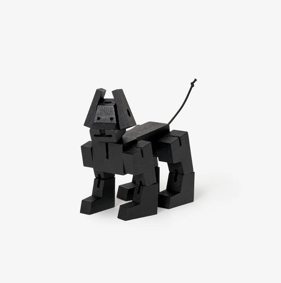 Cubebot Milo Micro in black by Harmony Ball is a mechanical puzzle designed in the shape of a playful dog. It features movable limbs and a charming design, perfect for both display and engagement. Ideal for puzzle enthusiasts and collectors.
