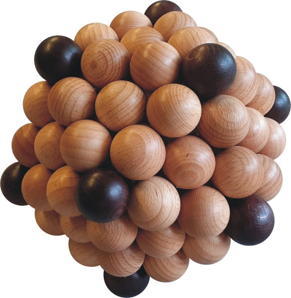 Icosahedron 92, a mechanical puzzle made of wooden spheres in a variety of colors, elegantly arranged to form a 3D structure. Ideal for brain teasers and enhancing problem-solving skills.
