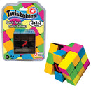 Twistables 3x3x3 mechanical puzzle by Winning Moves. The package displays vibrant colors with a mix of pink, yellow, green, and blue squares, emphasizing its quick-turn feature and suitability for ages 8 and up. The puzzle itself has a unique twistable design for fast solving. Perfect for puzzle enthusiasts looking for a fun and challenging experience.