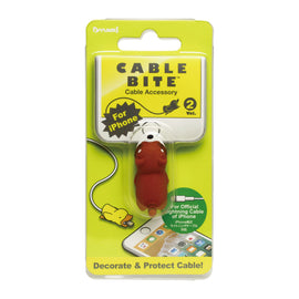 A red panda-themed cable bite accessory designed for iPhone charging cables, packaged with bright yellow graphics. The cute red panda figure adds a decorative touch while protecting cables from damage.