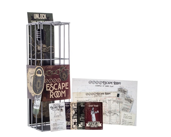 Wine Escape Legends of Loch Keye is an engaging mechanical puzzle game featuring an intricately designed metal cage, mystery cards, and a score sheet for an immersive experience. Perfect for puzzle enthusiasts and escape room fans, this set includes various themed game components that enhance gameplay and challenge participants to unlock secrets.