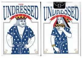 The Undressed Deck game designed by US Playing Card Co. featuring playful illustrations of characters in bathrobes on the front. The deck showcases unique artwork and vibrant colors, making it a fun addition for game nights.