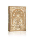The Babylon Golden Wonders Cards box features an intricate golden design showcasing ancient architectural elements. The title 'Babylon' is elegantly embossed on the front, complemented by ornamental details that reflect the grandeur of its namesake city.
