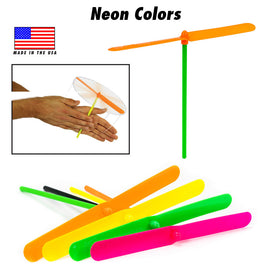Aero-Props Flying Propellar by Aero Motion Inc. featuring colorful neon options like green, yellow, pink, and orange. Showcases a hand demonstrating the product's use for flying fun.