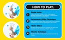 An instructional guide for playing the Otamatone Black, showcasing techniques such as Single Notes, Portamento, 'Wah' Effect, and Vibrato. The guide includes visual steps and descriptions to help users create music using the unique instrument.