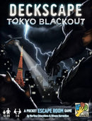 Deckscape: Tokyo Blackout is a thrilling pocket escape room game from DV GIOCHI. The artwork features an ominous night scene in Tokyo with lightning, a towering skyscraper, and the iconic Tokyo Tower. It's designed for 1-6 players aged 12 and up, promising a challenging and immersive experience.