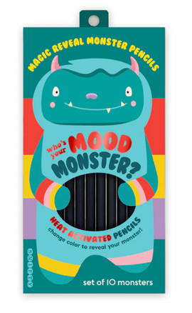 Magical Reveal Monster Mood PE product by Snifty. The packaging features a colorful cartoon monster with a playful expression. It includes heat-activated pencils that change color to reveal hidden monster designs, perfect for creative and interactive fun.