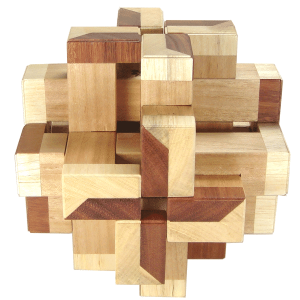 The Windmill Burr by Mr. Puzzle is an intricate mechanical puzzle made from beautifully crafted wood. It features interlocking wooden pieces designed in a unique windmill shape, offering a challenging and engaging experience for puzzle enthusiasts. The natural wood finish highlights the craftsmanship and elegance of this puzzling masterpiece.