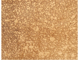 A detailed wooden jigsaw puzzle depicting a mountainous landscape scene with intricate, whimsical cutouts including animals and trees. The puzzle features a wood-burned design that enhances the visual appeal, making it both a challenging and an artistic piece suitable for puzzle enthusiasts.