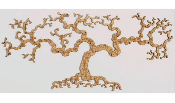 A beautifully crafted jigsaw puzzle titled 'The Painting of Life' by Liberty Puzzles. The puzzle features an intricate design of a swirling tree with detailed branches, showcasing a blend of artistic elements and natural forms. The puzzle pieces are made from high-quality wood, giving it a sturdy and unique look, making it a perfect addition for puzzle enthusiasts and art lovers alike.