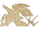 A wooden jigsaw puzzle depicting a Carolina Parakeet among lush leaves. The intricate laser-cut pieces showcase the fine details of the artwork, perfect for puzzle enthusiasts.