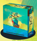 The product is a colorful board game titled 'Sail' made by Allplay. The box features a vibrant illustration of a sailboat navigating through waves, with a bright blue and green background, creating an inviting and playful atmosphere.