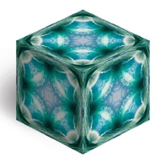 Duomoto: Deluge by Geobenders is an intricate mechanical puzzle featuring a vibrant, swirling blue and green design. The cube shape invites engagement while challenging the mind with its unique interlocking pieces. Perfect for puzzle enthusiasts looking for a thought-provoking experience.