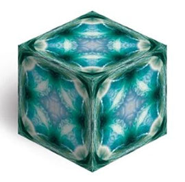 Duomoto: Deluge by Geobenders is an intricate mechanical puzzle featuring a vibrant, swirling blue and green design. The cube shape invites engagement while challenging the mind with its unique interlocking pieces. Perfect for puzzle enthusiasts looking for a thought-provoking experience.
