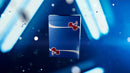 Cherry Casino Tahoe Blue Playing Cards in a sleek blue box adorned with cherry graphics, set against a blurred blue background with sparkles, ideal for card games and collectors.
