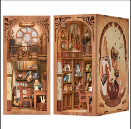 The Secret Rhythm DIY kit from Tonecheer showcases a beautifully detailed interior featuring musical instruments, books, and decorative elements in a charming wooden design. The kit encourages creativity and hands-on crafting.