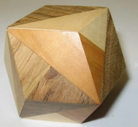 Vinco Rhomby is a beautifully crafted mechanical puzzle. It features a unique polyhedral design with multiple angular shapes and different wood textures, showcasing a variety of colors. The puzzle is made of high-quality wood and is designed to challenge your problem-solving skills. Perfect for puzzle enthusiasts and a great decorative piece for your home.
