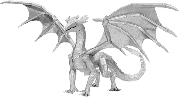The Steel Dragon DIY kit by Fascinations features an intricately designed metallic dragon model with large, detailed wings and a fierce expression. This 3D build kit showcases fine craftsmanship and is perfect for enthusiasts who enjoy assembling complex models.