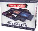 Tenfold Dungeon: The Castle game box by Gale Force 9. The packaging shows an intricate modular roleplaying terrain set, featuring rooms and corridors ideal for tabletop RPGs. The design includes detailed art, emphasizing gothic architectural elements and vibrant colors, with text indicating 'No prep time', 'Quick set up', and 'Easy storage'. Suitable for ages 14 and up.