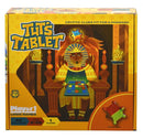 Tut's Tablet by Project Genius, a mechanical logic game designed for solo play. The packaging features vibrant colors and a majestic pharaoh figure surrounded by flames, showcasing a grid-based challenge with multi-colored pieces. Includes 50 puzzles suitable for ages 8 and up.