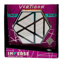 Vertigon by Project Genius is a unique mechanical puzzle featuring an intricate hexagonal design. The puzzle is showcased in a colorful box with a purple background and graphics indicating to twist and solve. It invites users to explore a challenge beyond the traditional cube with various geometric pieces and patterns.