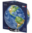 Planet Earth Jigsaw Puzzle by EuroGraphics, featuring a 550-piece design showcasing a detailed view of the Earth. The puzzle comes in a collectible tin and includes a poster.