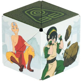 The Shashibo Avatar Earth by Geobenders is a colorful, transformable cube featuring characters Aang and Toph from the popular animated series. The cube showcases intricate designs on each face, highlighting the artistic details of the characters and their elemental themes. Ideal for fidgeting or creative play, it can twist, turn, and shape into various forms, providing endless fun and challenges.