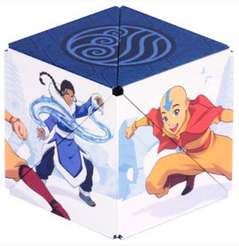 The Shashibo Avatar Water is a colorful, 3D fidget toy featuring characters from the Avatar series, depicted on its sides in action poses. The toy can transform into various shapes, enhancing sensory and tactile play. Ideal for stress relief and creativity, it makes a unique addition to any collection.