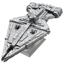 Detailed model of the ICONX Imperial Light Cruiser by Fascinations. The intricate metal design showcases the ship's angular shape, complete with engines and cockpit. It is displayed on a stand, capturing its stunning craftsmanship and engineering.