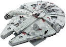 ICONX Millennium Falcon DIY kit by Fascinations, showcasing a detailed 3D model of the iconic starship. The model features intricate designs and textures, including the cockpit, engines, and external details, designed for enthusiasts and collectors.