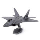 Detailed 3D model kit of the F-22 Raptor plane made of metal by Fascinations. The model features realistic design elements, showcasing its sleek body and wings, perfect for display or as a DIY project.