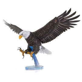 A detailed DIY kit featuring a stunning representation of an American Bald Eagle in mid-flight. The eagle showcases intricate design elements, with realistic feathers and a powerful stance, poised on a blue base. Perfect for bird enthusiasts and DIY lovers.