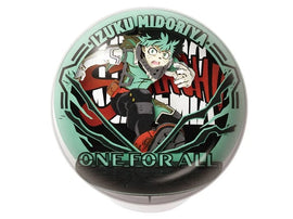 A Paper Theater Ball DIY kit featuring Izuku Midoriya from My Hero Academia. The ball displays Midoriya in action with the text 'ONE FOR ALL' artistically integrated into the design. The vibrant colors highlight the dynamic pose of the character, making it an excellent collectible for fans.