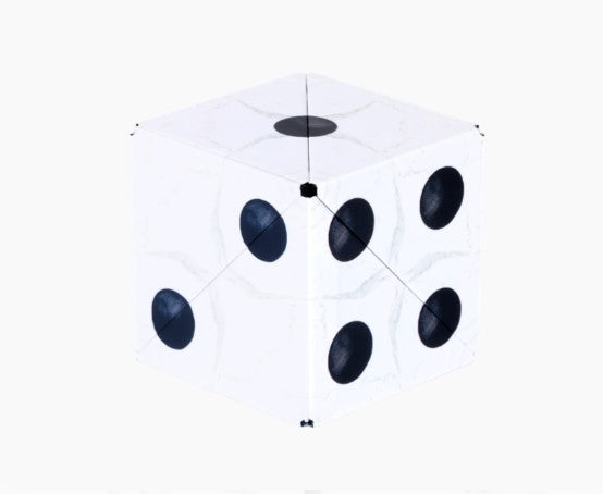 Shashibo Dice: Renaissance is a mechanical puzzle featuring a cube design with a unique black and white dot pattern. Assembled with intricate folding mechanics, this puzzle offers a tactile and visual challenge, suitable for all ages. Ideal for enhancing problem-solving skills and engaging creativity.