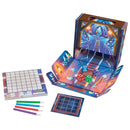Gemstone Caverns mechanical puzzle by ThinkFun. The game features a colorful cave design with various dice, a grid board, and colored pencils. A vibrant backdrop enhances the gaming experience.