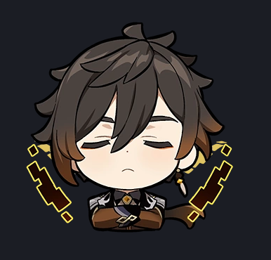 Zhongli Impregnable Sticker featuring a cute chibi-style illustration of Zhongli with closed eyes, his signature hairstyle, and intricate details reflecting his in-game character design. Ideal for personalizing laptops, notebooks, or any creative surfaces.
