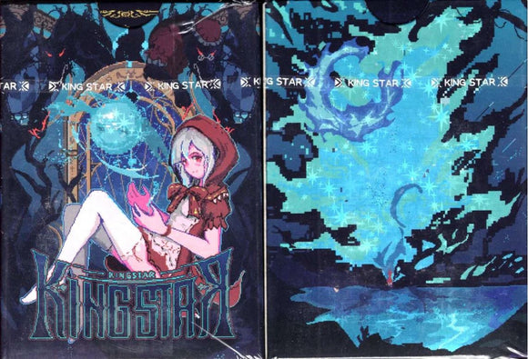 The Dream Seeking Playing Cards by King Star features a stunning design showcasing an enchanting character in a hood, surrounded by mystical elements. The vibrant colors and artistic style create a captivating atmosphere, perfect for card games with friends and family.