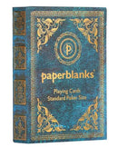 Azure Playing Cards by Paperblanks feature a stunning blue and gold designed box with intricate floral patterns. This set includes standard poker-sized playing cards, perfect for games and gatherings.