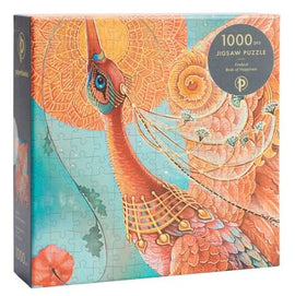 Firebird jigsaw puzzle by Paperblanks, featuring a stunning illustration of a colorful bird surrounded by intricate floral patterns and vibrant colors. This 1000-piece puzzle showcases a blend of artistic design and creativity, perfect for art lovers and puzzle enthusiasts.