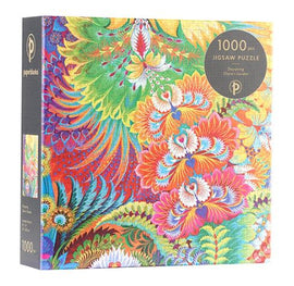Dayspring Jigsaw Puzzle by Paperblanks featuring a vibrant and colorful design with intricate floral patterns. The box contains 1000 pieces, ideal for a challenging yet enjoyable puzzle experience, perfect for relaxing and enhancing focus.