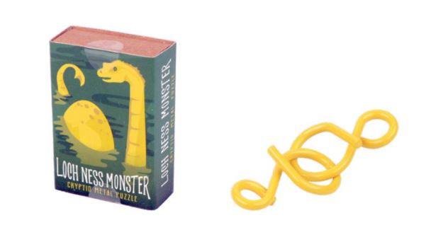 The Cryptid Puzzlebox Loch Ness Mo by Project Genius features a colorful packaging depicting the Loch Ness Monster alongside a mechanical yellow puzzle piece. The design captures the essence of the mythical creature with playful graphics and an engaging puzzle challenge.