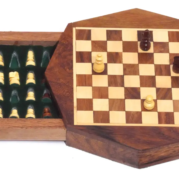 Wood Chess, 6" Octagon magnet