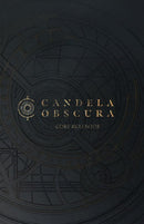 Cover of the Candela Obscura RPG core rulebook by Darrington Press LLC, featuring ornate golden lettering on a dark background with intricate astronomical designs.