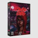 The box art for the board game 'Final Girl: Once Upon a Full Moon' by Van Ryder Games. The cover features a menacing landscape with a dark forest, a bridge, and a full moon casting an eerie glow. A young woman in a red hooded cloak stares defiantly at the viewer, hinting at her role as the 'Final Girl' in this horror-themed game.