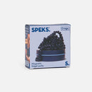 Crags Mini: Matte Indigo by SPEKS, a box containing magnetic fidget putty. The packaging features a blue design and an illustration of a person using the putty. The text 'Magnetic fidget putty' is prominently displayed, indicating the product's purpose as a stress-relieving and creative fidget item.