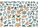 The Louisiana Tree of Life jigsaw puzzle by Liberty Puzzles featuring intricate and colorful pieces in various shapes like animals and plants, designed with vibrant blue and green patterns.