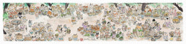 A whimsical jigsaw puzzle illustration titled 'Pao Mian - Market' by Pintoo Corporation, featuring a vibrant scene of cats engaging in a lively market. The artwork depicts various cats interacting with food stalls, showcasing a variety of fruits, vegetables, and dishes in a colorful and playful manner, perfect for puzzle enthusiasts and cat lovers alike.